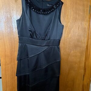 Connected Apparel Black Cocktail Dress – Size 8 – Beaded Neckline